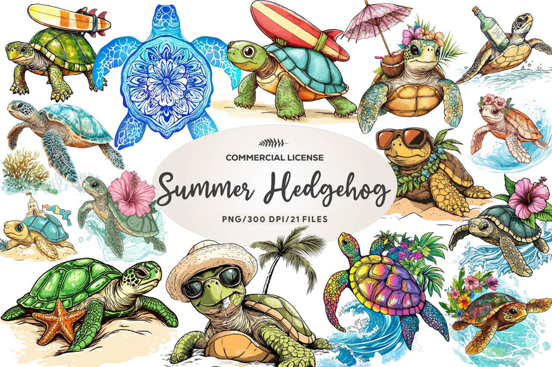 Summer Hedgehog Clipart Bundle 1 - CraftNest - Digital Crafting and Art