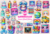 Kawaii School Stickers Clipart Bundle