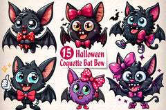 Cute Coquette Bat Bow Halloween Clipart Bundle - CraftNest - Digital Crafting and Art