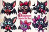 Cute Coquette Bat Bow Halloween Clipart Bundle