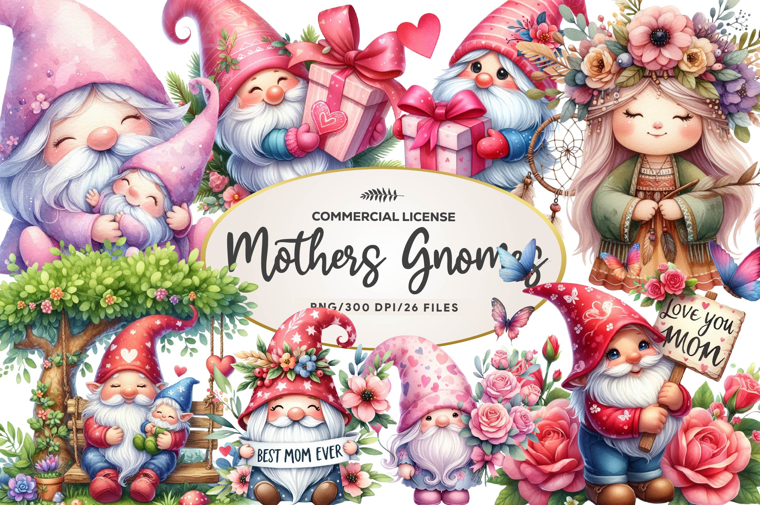 Mothers Day Gnomes Clipart Bundle - CraftNest - Digital Crafting and Art