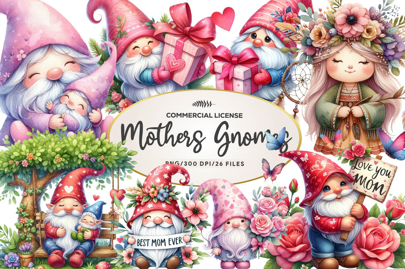 Mothers Day Gnomes Clipart Bundle - CraftNest - Digital Crafting and Art