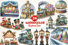 Christmas Train Station Clipart Bundle - CraftNest - Digital Crafting and Art