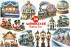 Christmas Train Station Clipart Bundle