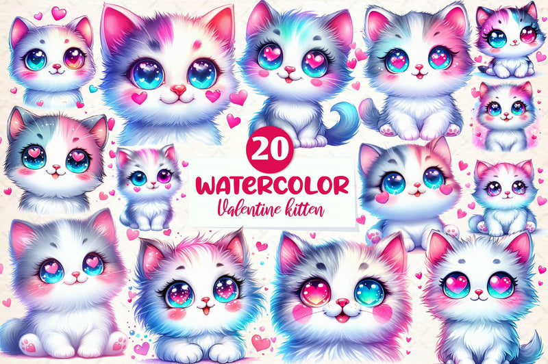 Cute Valentine Kitten Clipart Bundle - CraftNest - Digital Crafting and Art