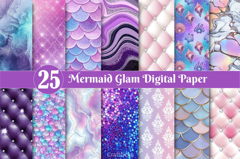 Mermaid Glam Digital Paper - CraftNest - Digital Crafting and Art