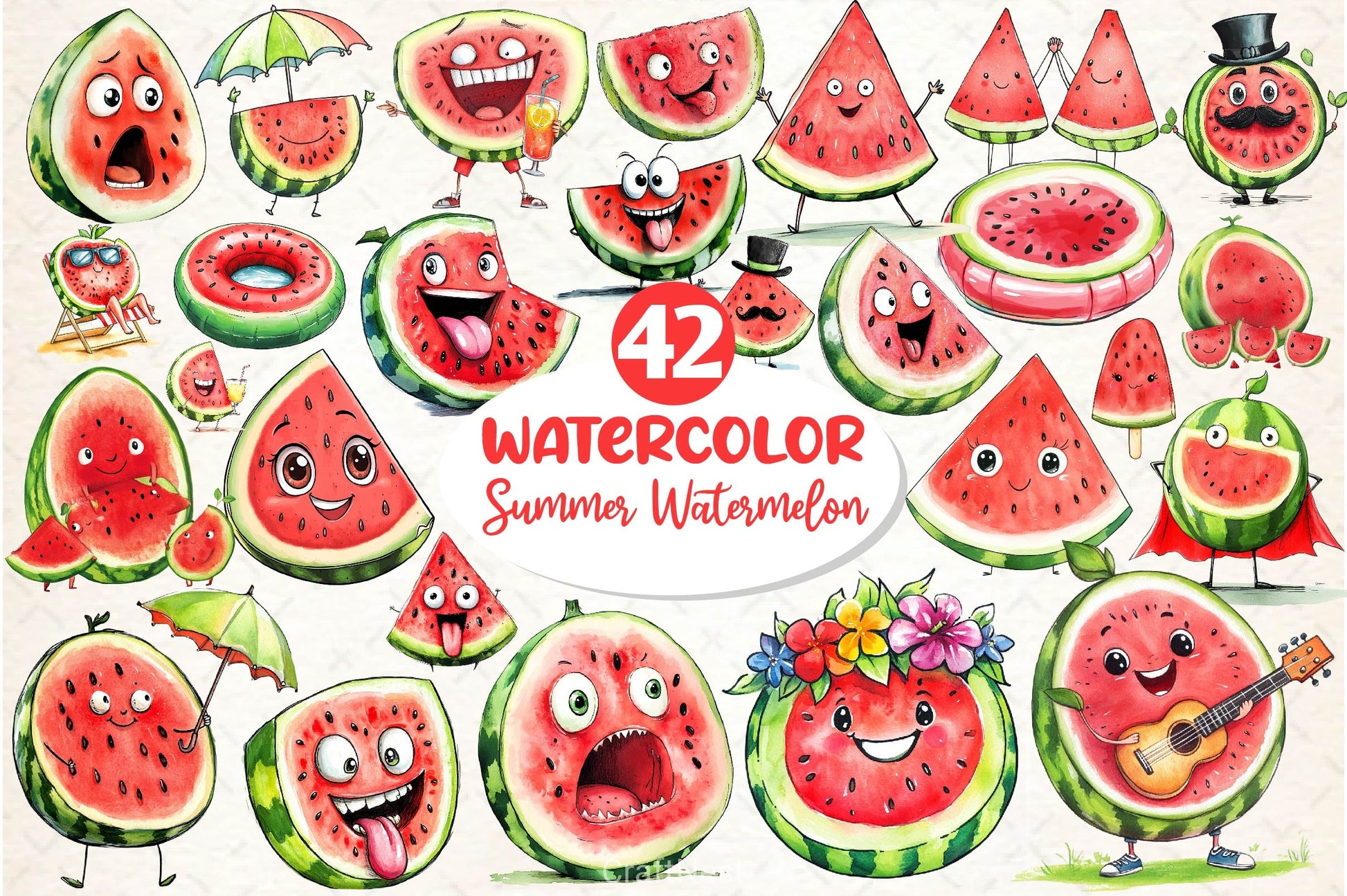 Summer Watermelon Clipart Bundle 6 - CraftNest - Digital Crafting and Art