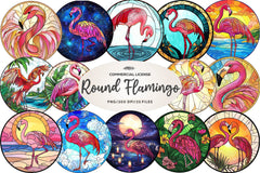 Round Stained Glass Flamingo Clipart Bundle - CraftNest - Digital Crafting and Art