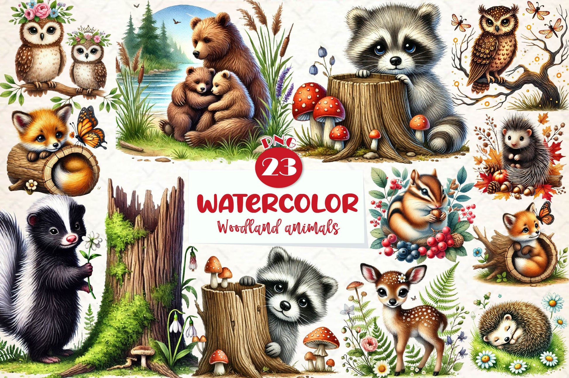 Woodland Animals Clipart Bundle - CraftNest - Digital Crafting and Art