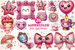 Glitter Pink Happy Valentine Clipart Bundle - CraftNest - Digital Crafting and Art