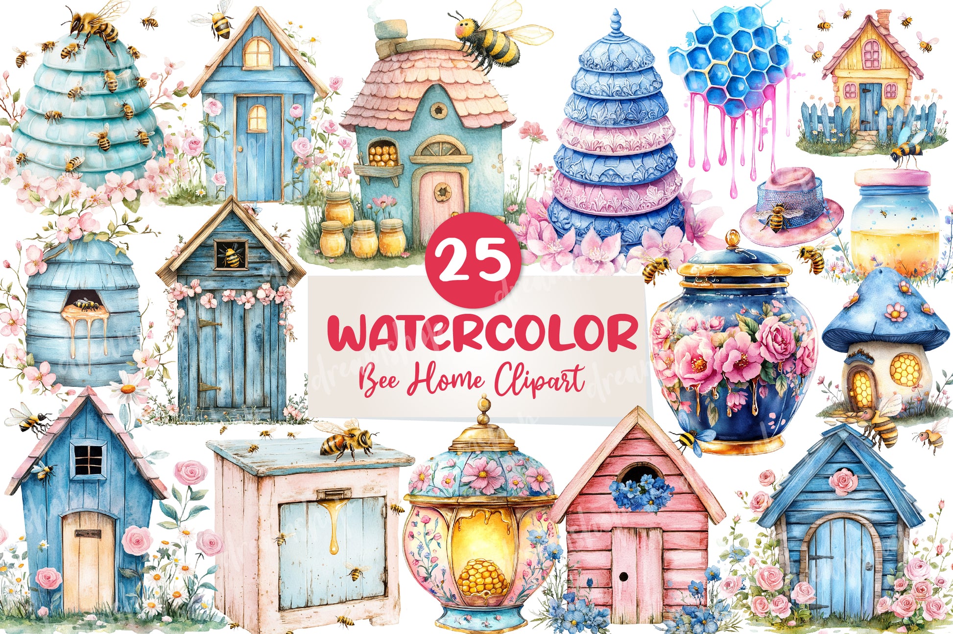 Bee Home Clipart Bundle - CraftNest - Digital Crafting and Art