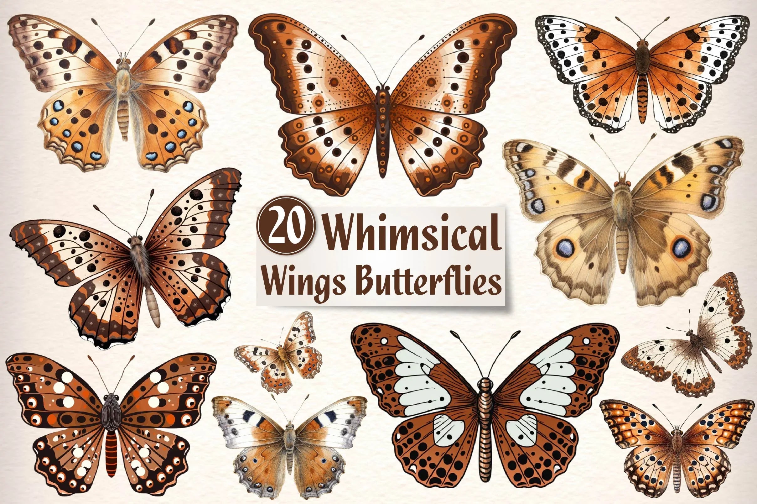 Vintage Butterflies Wings Clipart Bundle - CraftNest - Digital Crafting and Art