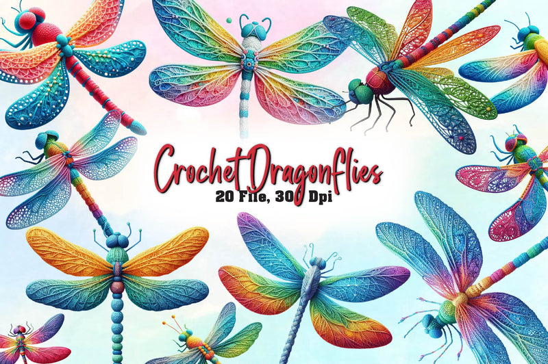 Crochet Dragonflies Clipart Bundle - CraftNest - Digital Crafting and Art