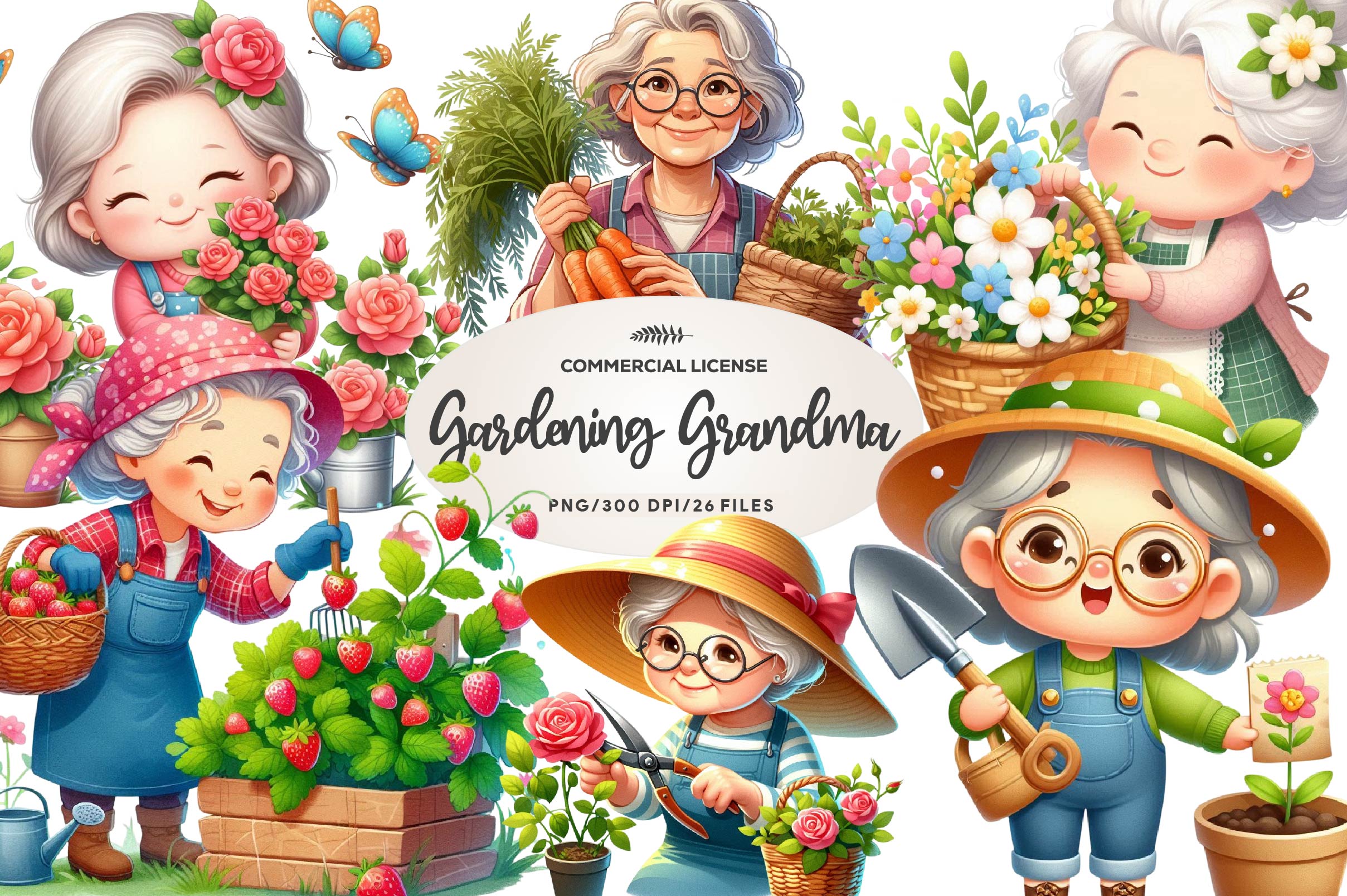 Gardening Grandma Clipart Bundle - CraftNest - Digital Crafting and Art