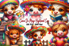 Cinco De Mayo Highland Cow Clipart Bundle 1 - CraftNest - Digital Crafting and Art