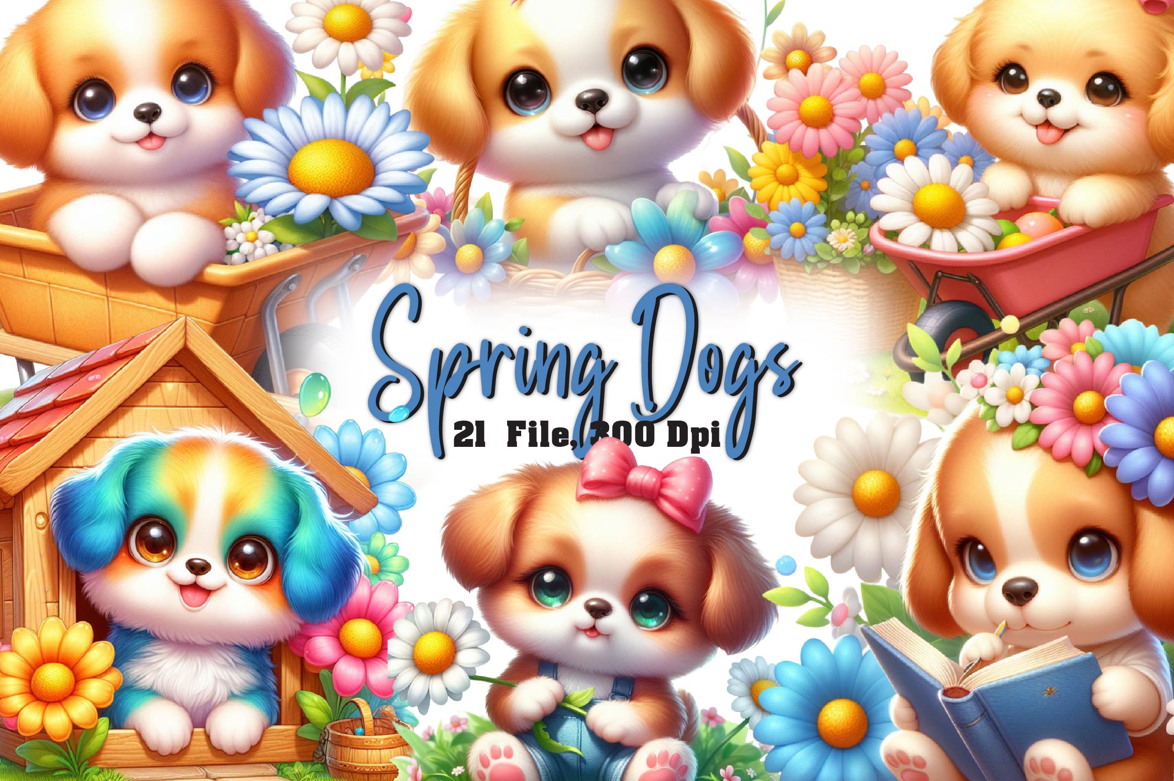 Spring Dogs Clipart Bundle - CraftNest - Digital Crafting and Art