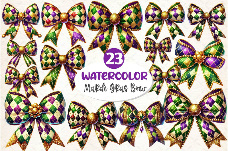 Mardi Gras Coquette Bow Clipart Bundle 2 - CraftNest - Digital Crafting and Art