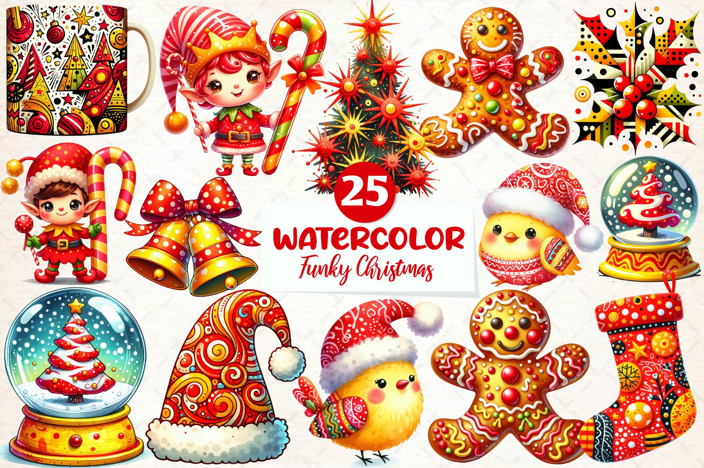 Cute Funky Christmas Clipart Bundle - CraftNest - Digital Crafting and Art
