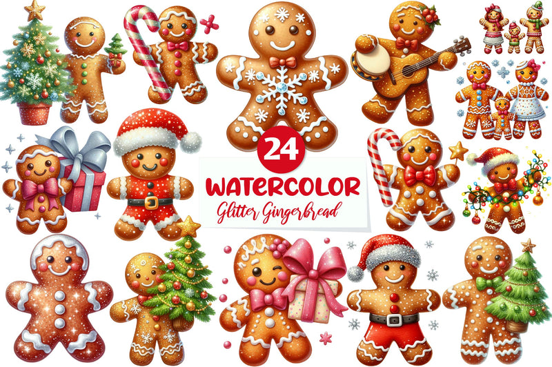 Glitter Gingerbread Man Clipart Bundle - CraftNest - Digital Crafting and Art