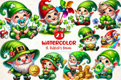 St Patricks Day Cute Gnome Clipart Bundle - CraftNest - Digital Crafting and Art