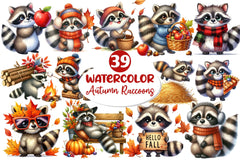 Autumn Raccoons Clipart Bundle 4 - CraftNest - Digital Crafting and Art