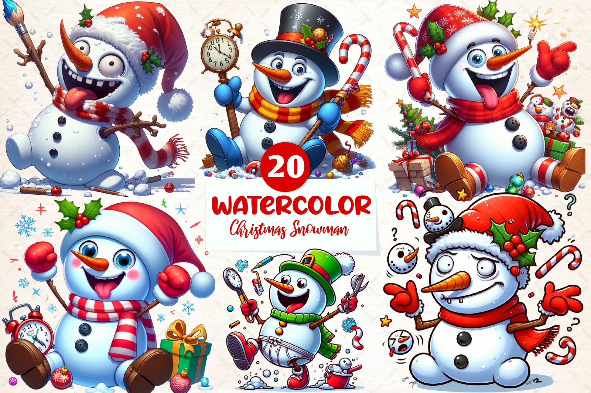 Funny Christmas Snowman Clipart Bundle 1 - CraftNest - Digital Crafting and Art