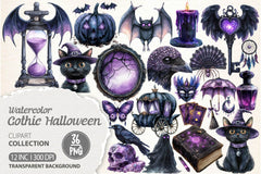 Black Purple Gothic Halloween Clipart Bundle - CraftNest - Digital Crafting and Art