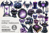 Black Purple Gothic Halloween Clipart Bundle