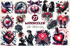 Gothic Valentine's Day Clipart Bundle 4 - CraftNest - Digital Crafting and Art
