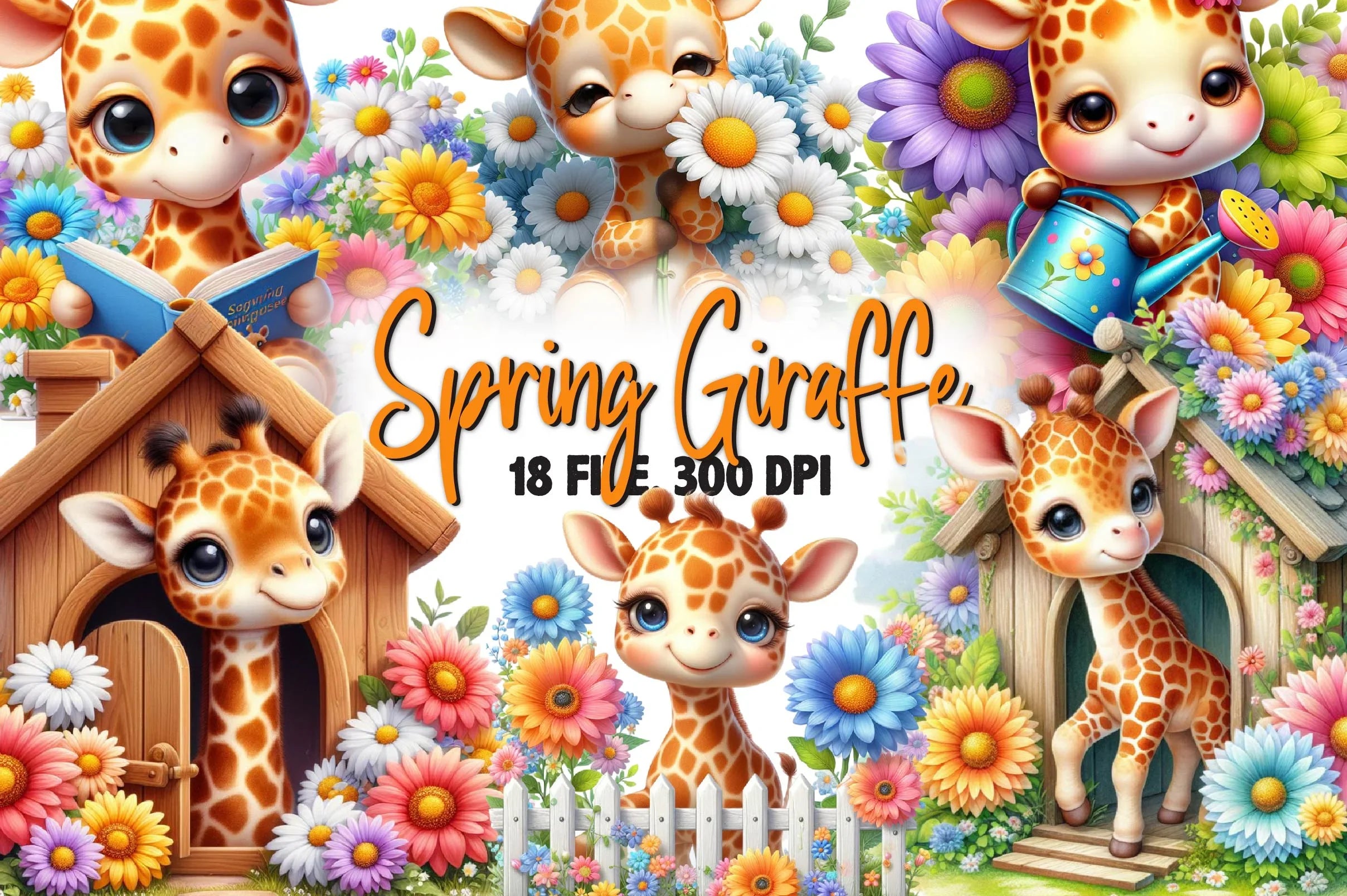 Giraffe Spring Clipart Bundle - CraftNest - Digital Crafting and Art