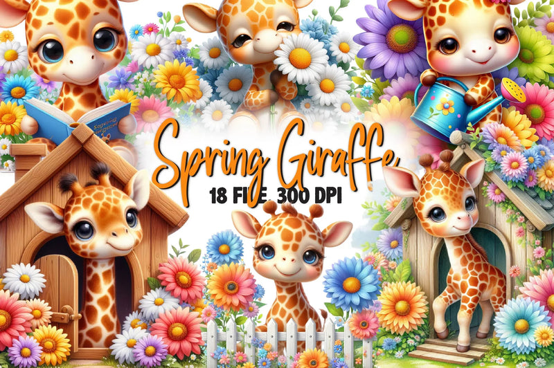 Giraffe Spring Clipart Bundle - CraftNest - Digital Crafting and Art