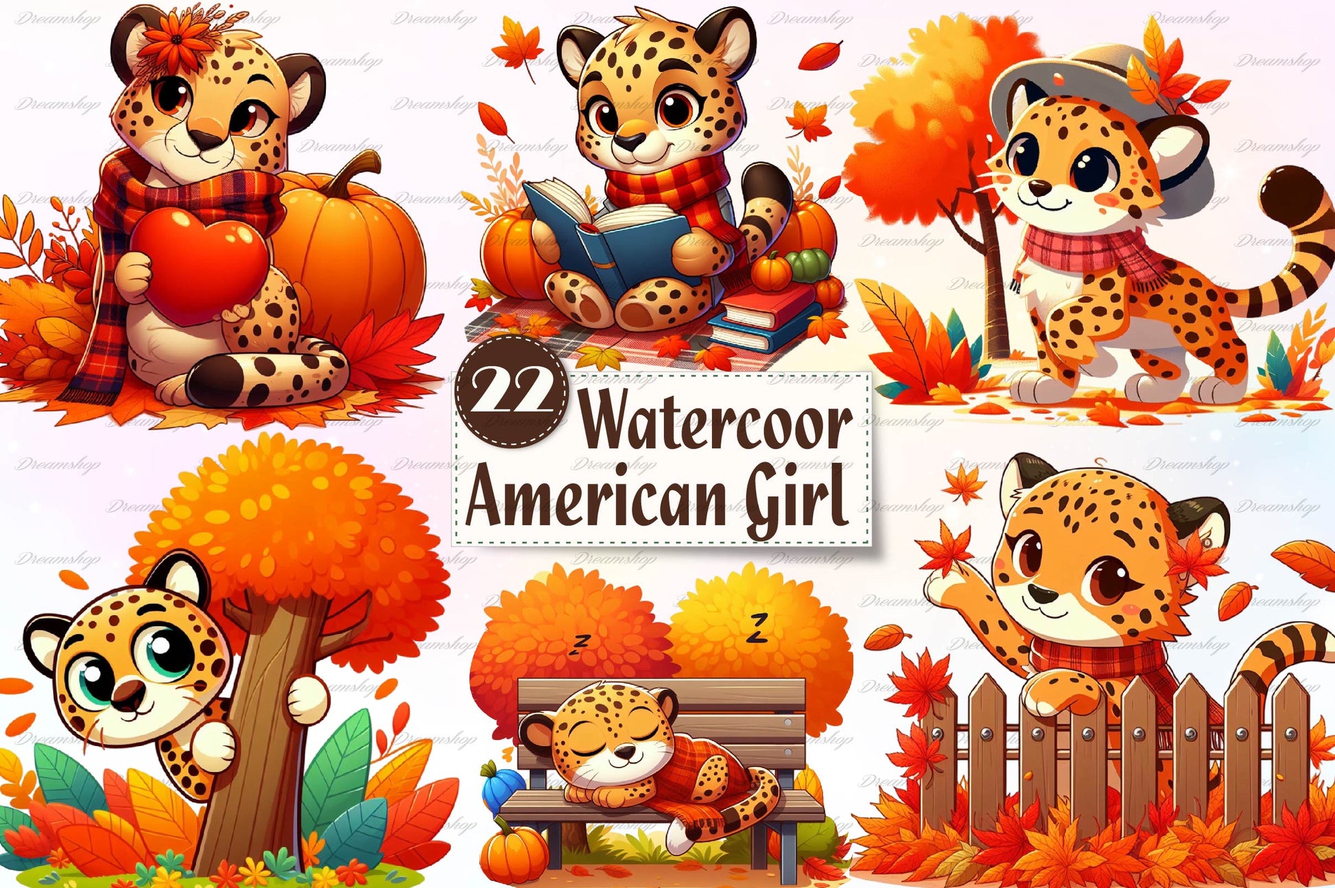 Autumn Cheetah Clipart Bundle - CraftNest - Digital Crafting and Art