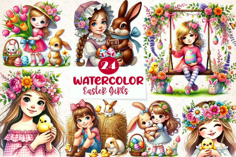 Easter Girls Clipart Bundle - CraftNest - Digital Crafting and Art