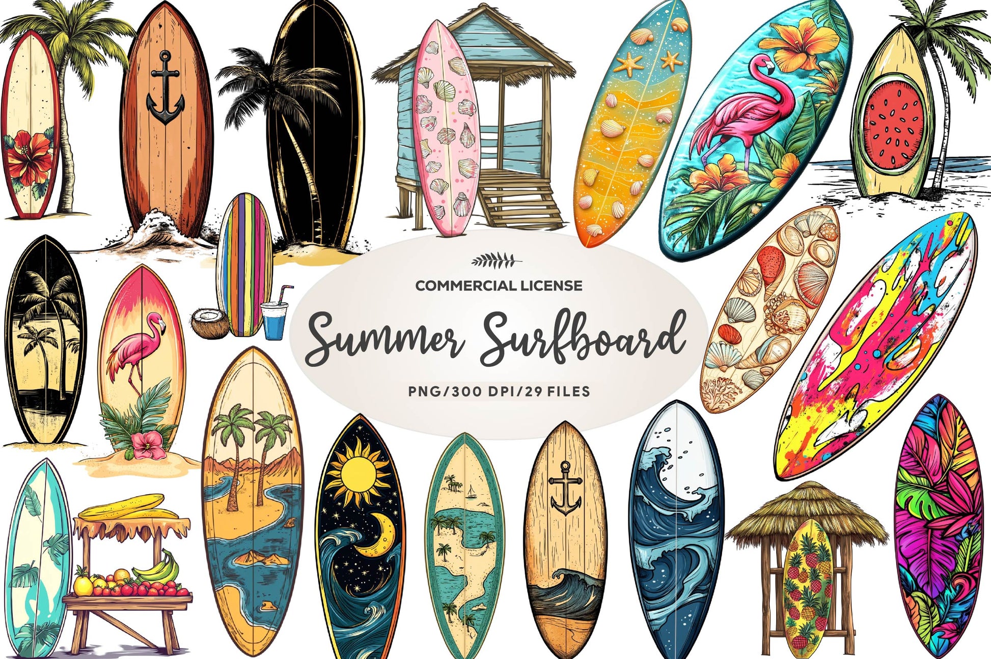 Summer Surfboard Clipart Bundle 1 - CraftNest - Digital Crafting and Art