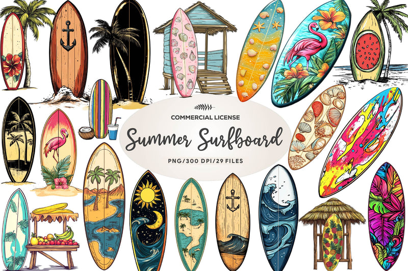 Summer Surfboard Clipart Bundle 1 - CraftNest - Digital Crafting and Art