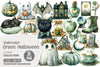 Sage Green Halloween Clipart Bundle