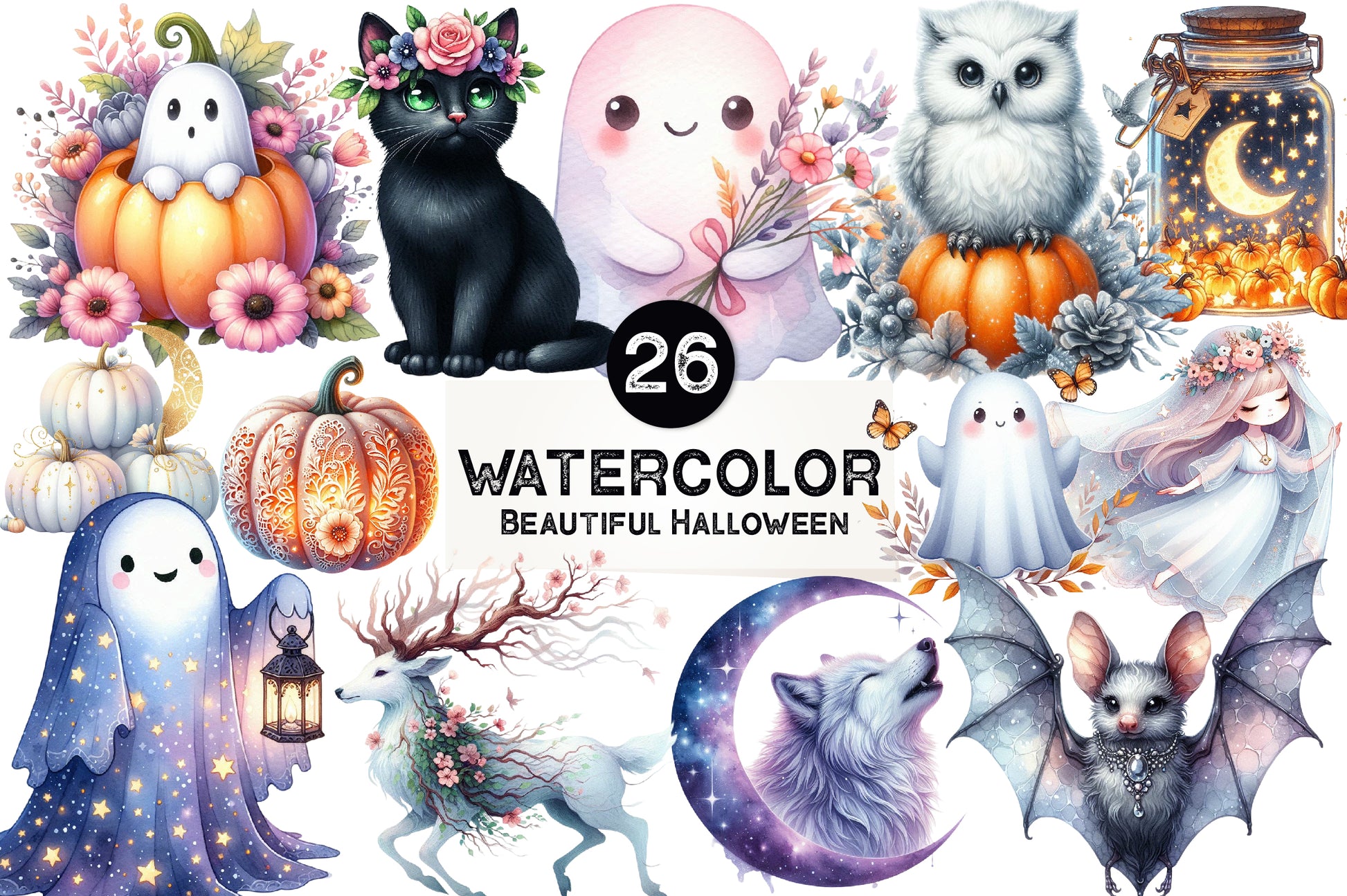 Beautiful Halloween Clipart Bundle - CraftNest - Digital Crafting and Art