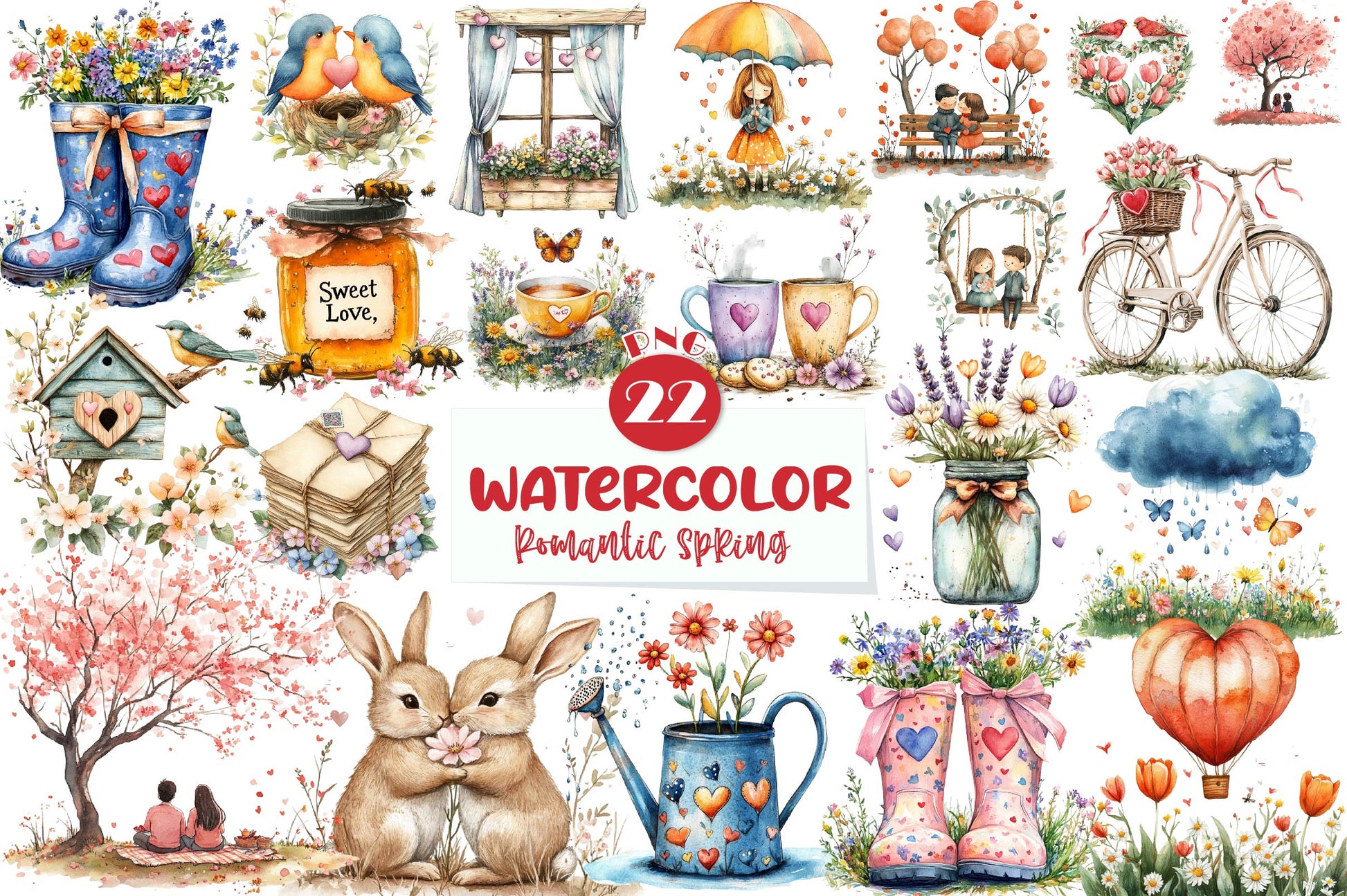 Cozy Romantic Spring Clipart Bundle - CraftNest - Digital Crafting and Art