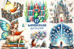 Whimsical Girl Loves Book Clipart Bundle - CraftNest - Digital Crafting and Art