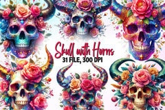 Skull With Horns Clipart Bundle - CraftNest - Digital Crafting and Art