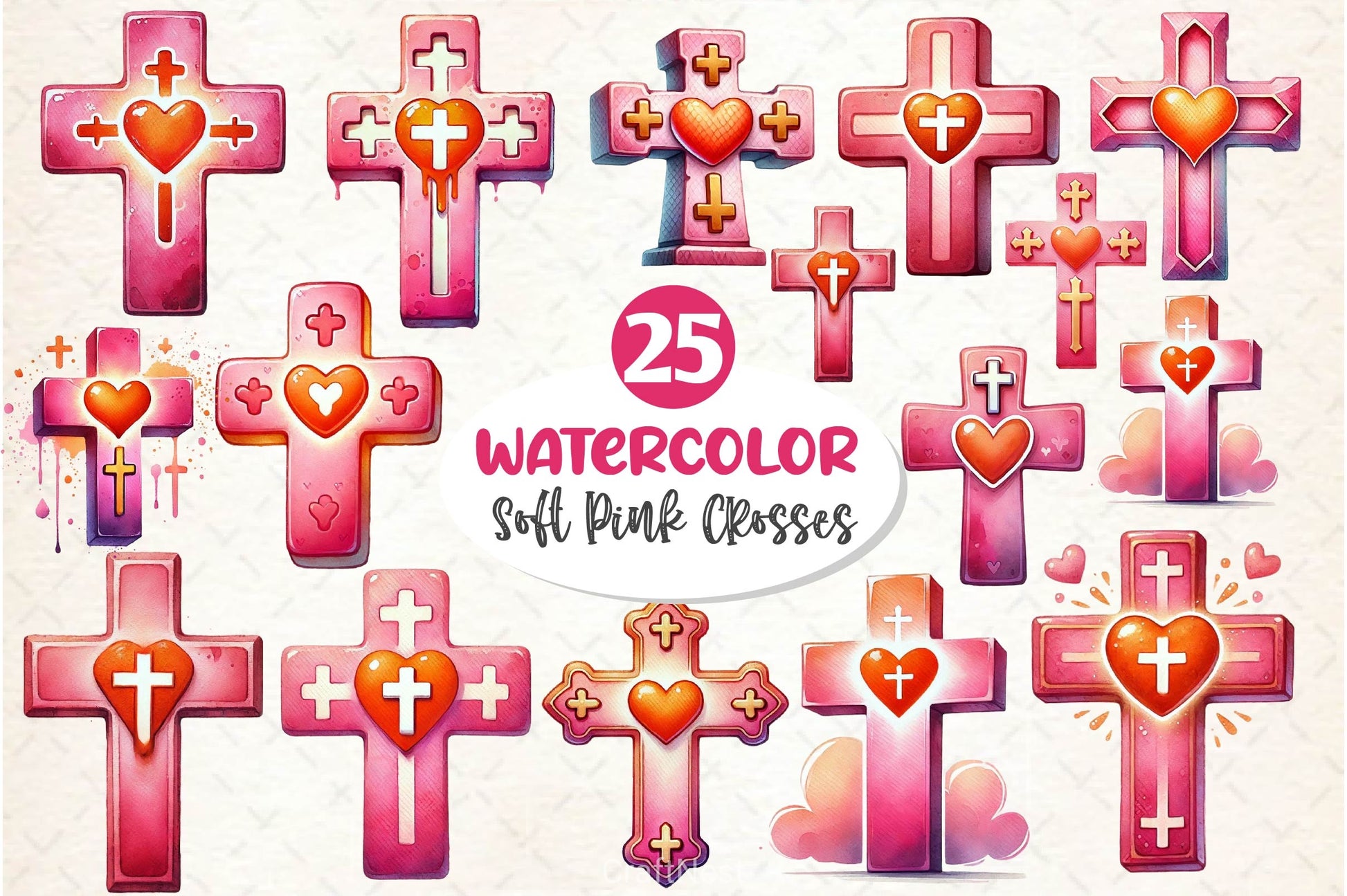 Soft Pink Crosses Clipart Bundle - CraftNest - Digital Crafting and Art