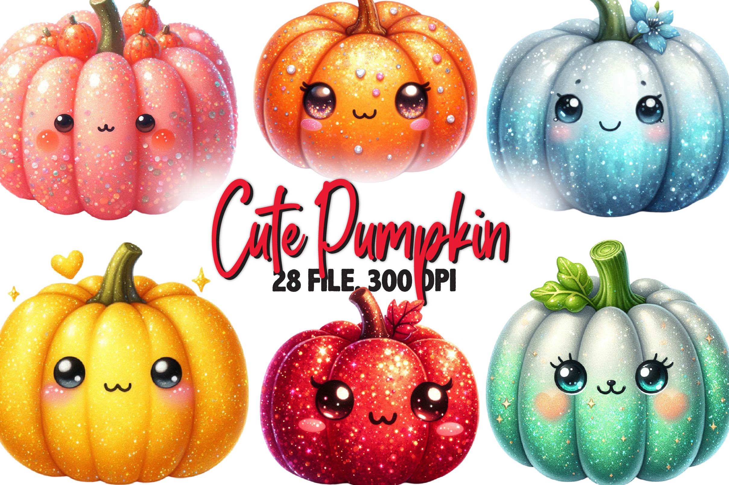 Halloween Cute Pumpkin Clipart Bundle - CraftNest - Digital Crafting and Art