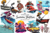 Funny Summer Skeleton Clipart Bundle