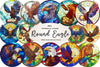 Round Stained Glass Eagle Embrace Clipart Bundle