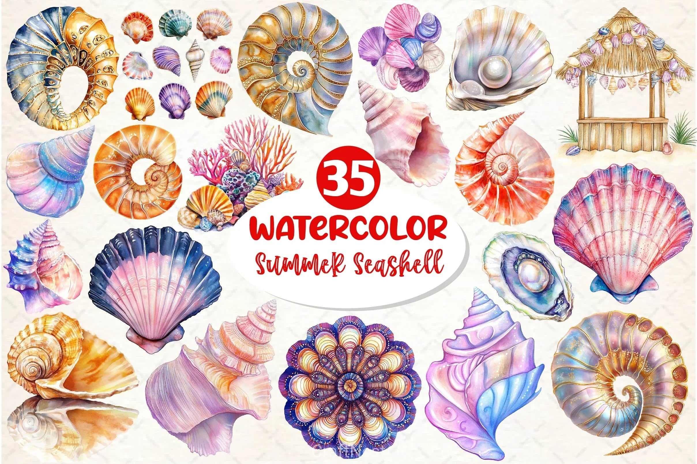 Summer Seashell Clipart Bundle 2 - CraftNest - Digital Crafting and Art