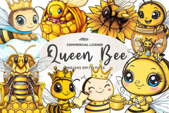 Cute Queen Bee Clipart Bundle - CraftNest - Digital Crafting and Art