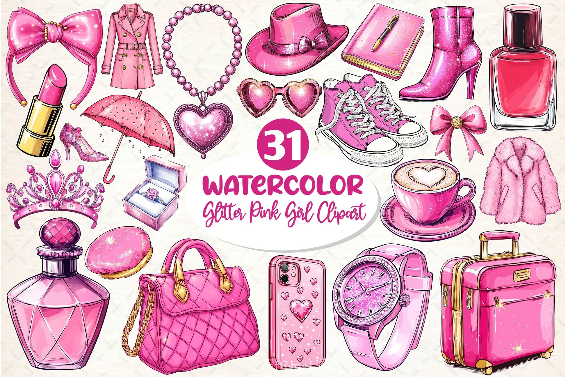 Glitter Pink Girl Clipart Bundle 2 - CraftNest - Digital Crafting and Art