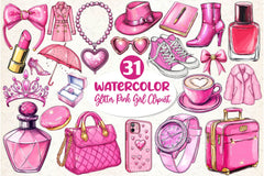 Glitter Pink Girl Clipart Bundle 2 - CraftNest - Digital Crafting and Art