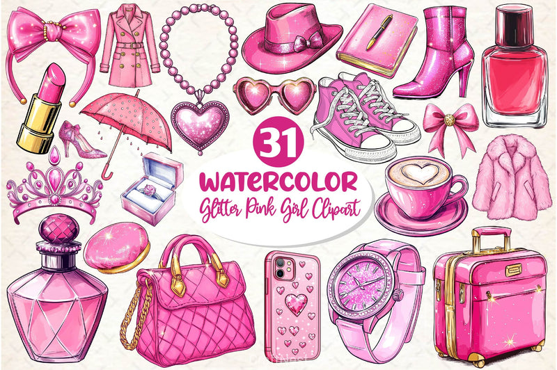 Glitter Pink Girl Clipart Bundle 2 - CraftNest - Digital Crafting and Art