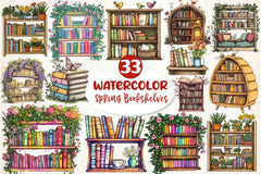 Spring Bookshelves Clipart Bundle - CraftNest - Digital Crafting and Art